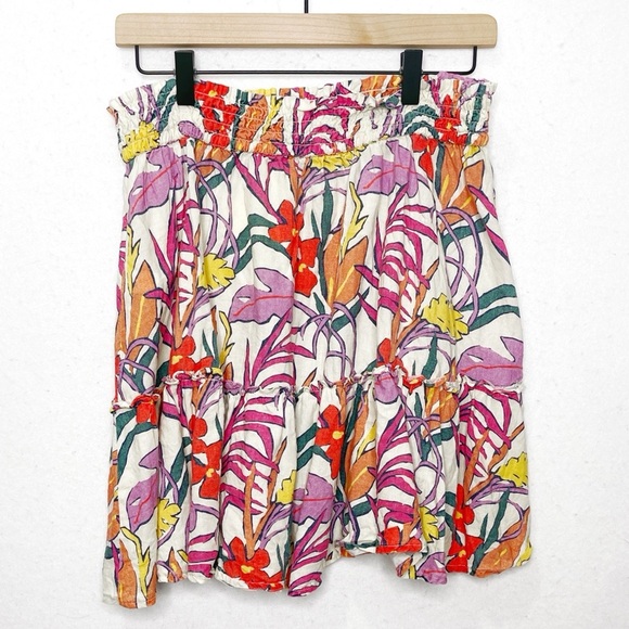 Marine Layer Sofie Smocked Mini Tiered Skirt in Tropical Floral Size XL - Picture 3 of 8